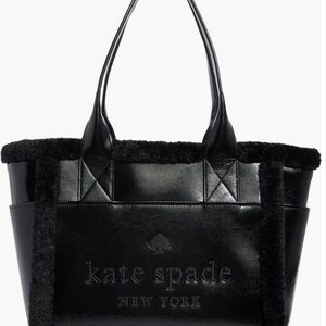 Kate Spade Black Shearling Tote Bag